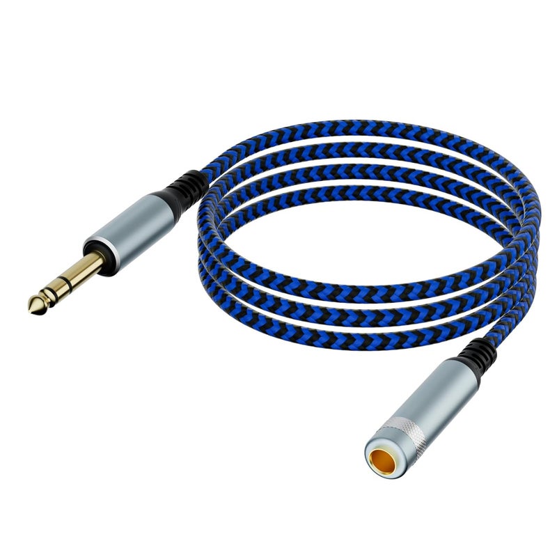 LDKCOK 1/4 inch TRS Extension Cable 20ft, 1/4" Male to Female Stereo Headphone Guitar Cable - Image 1
